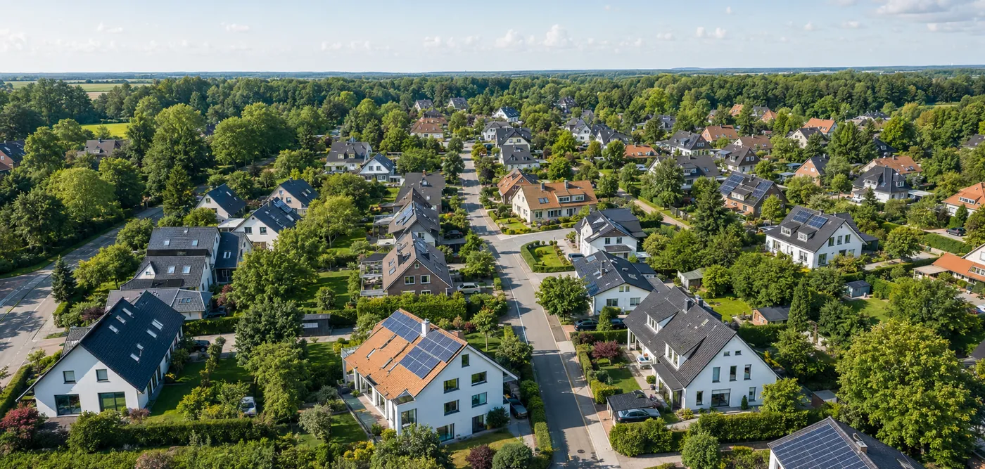 Wohnsiedlung in Niedersachsen mit Einfamilienhäusern